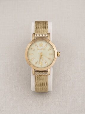 Valletta Women's Gold Mesh Watch with Crystal Accents